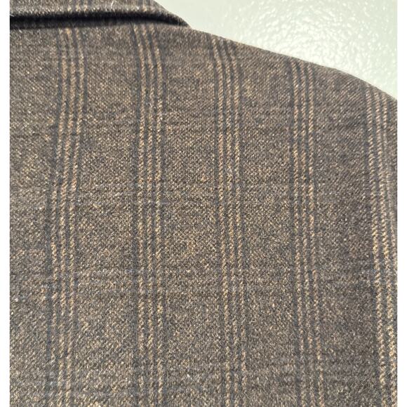ENZO Tovare Jacket Men’s Large Brown Check Wool Blend Lined Button Front Coat - Picture 11 of 11